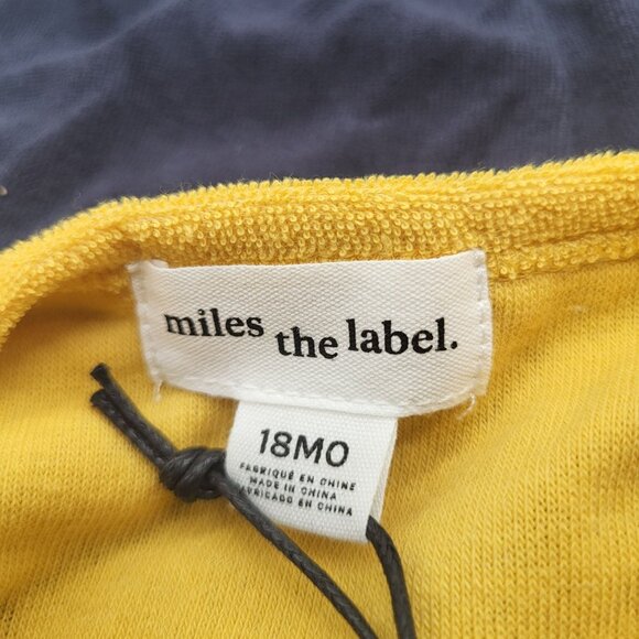 MILES THE LABEL Baby Terry Tank Top and Shorts Outfit Yellow Blue NWT - Picture 6 of 8